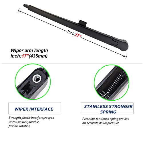 PARRATI Factory Rear Wiper Arm Set for Cadillac Escalade,GMC Yukon,Chevy Tahoe Suburban,2007-2013 - Back Windshield Wiper Arm Blade Set, OEM 15277756 25820122