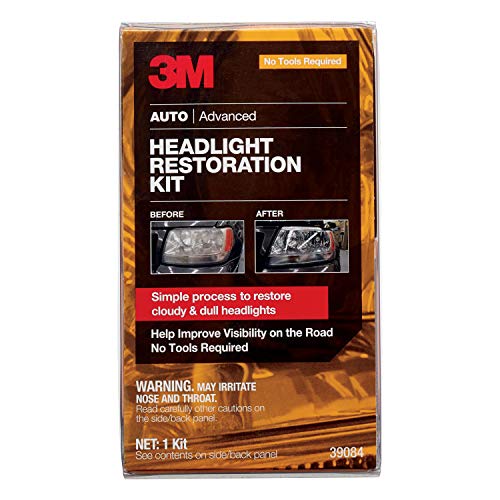 3M Headlight Restoration Kit, Simple Process to Restore Cloudy & Dull Headlights, Hand Application, 1 Kit (39084)