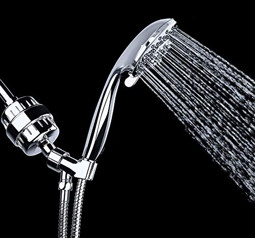 AquaBliss High Output Universal Shower Filter with Replaceable Multi-Stage Filter Cartridge  Transform Itching, Eczema & Acne into Glowing Hair, Nails & Skin Fast - Chrome (SF220)