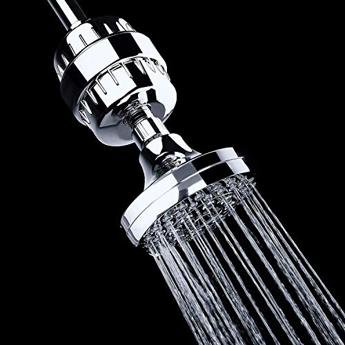 AquaBliss High Output Universal Shower Filter with Replaceable Multi-Stage Filter Cartridge  Transform Itching, Eczema & Acne into Glowing Hair, Nails & Skin Fast - Chrome (SF220)