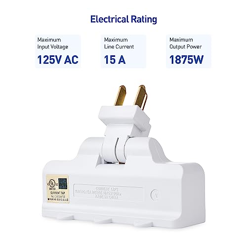 Cable Matters 2-Pack 3-Outlet Grounded 180 Degree Swivel Wall Tap