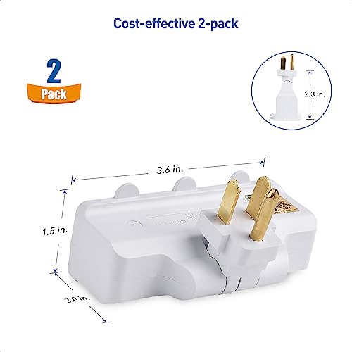 Cable Matters 2-Pack 3-Outlet Grounded 180 Degree Swivel Wall Tap
