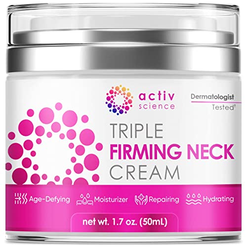 ACTIVSCIENCE Neck Firming Cream, Anti Aging Moisturizer for Neck & Décolleté, Double Chin Reducer, Skin Tightening Cream 2 fl oz.