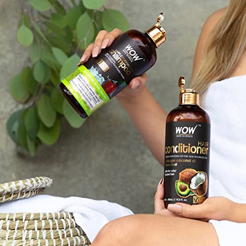 WOW Apple Cider Vinegar Shampoo & Hair Conditioner Set - (2 x 16.9 Fl Oz / 500mL) - Increase Gloss, Hydration, Shine - Reduce Itchy Scalp, Dandruff & Frizz - No Parabens or Sulfates - All Hair Types