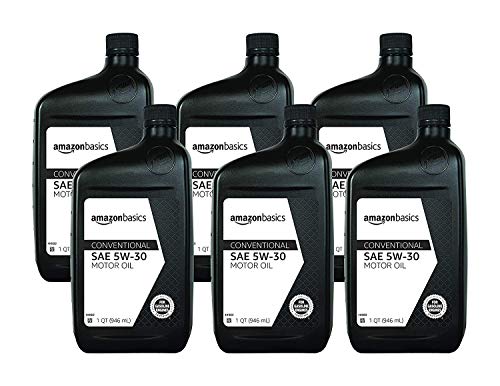 AmazonBasics Conventional Motor Oil - 5W-30 - 1 Quart - 6 Pack