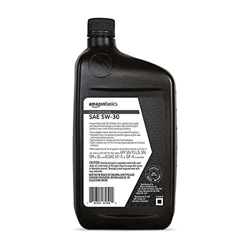 AmazonBasics Conventional Motor Oil - 5W-30 - 1 Quart - 6 Pack
