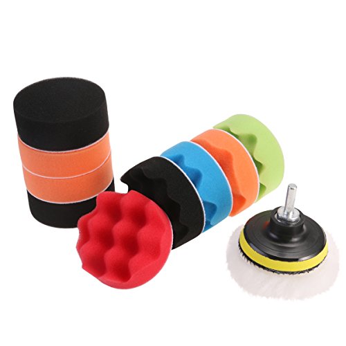 WINOMO 12pcs Polishing Pads Sponge Woolen Polishing Waxing Buffing Pads Kit Auto Car with M10 Drill Adapter