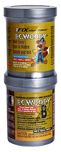 PC Products PC-Woody Wood Repair Epoxy Paste, Two-Part 12 oz in Two Cans, Tan 16333