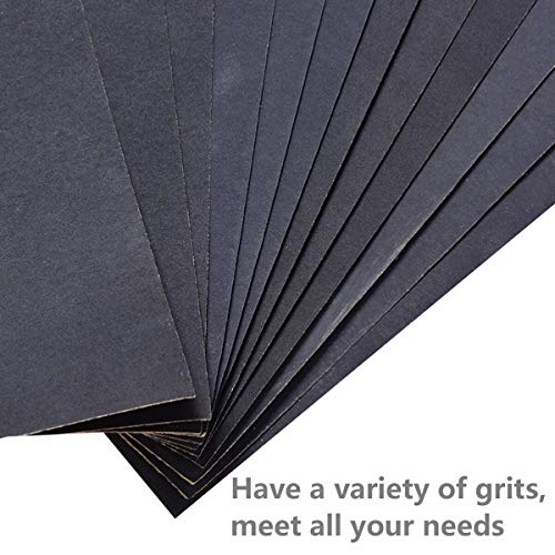 54pcs Wet Dry Sandpaper Assorted 3000/2500/2000/1500/1200/1000 Grit for Automotive Sanding