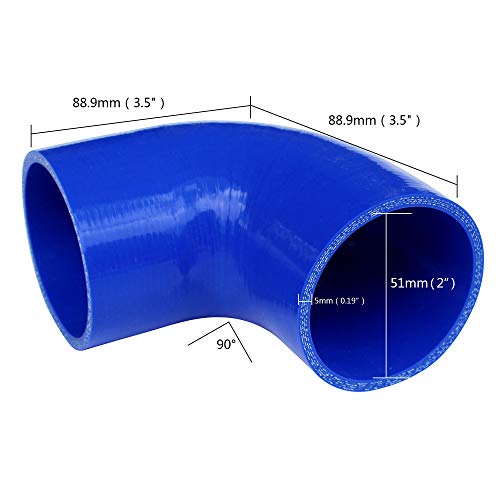 FCD 3.5" One Leg 90 Degree 4-Ply High Performance Elbow Coupler Silicone Hose for Auto 5mm Thick