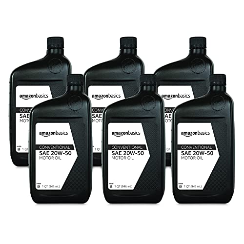AmazonBasics Conventional Motor Oil - 20W-50 - 1 Quart - 6 Pack