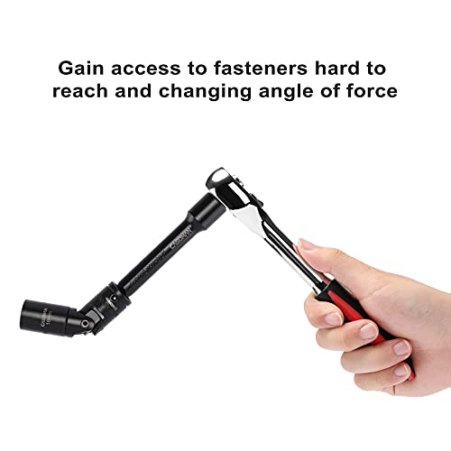 CASOMAN 1/2-Inch Drive Shallow Impact Socket Set, Metric, 10mm-32mm, CR-V, 6-Point, 20-Piece 1/2" Shallow Sockets Set with Extension Bar and Universal Joints