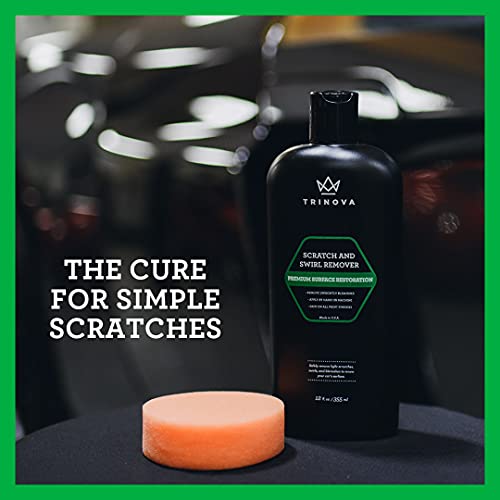 TriNova Scratch Swirl Remover - Best Abrasive Compound car Paint Restoration. Kit Includes Buffer pad Removal Polish in a Complete System. Ultimate Solution Clear Coat Care. 12oz