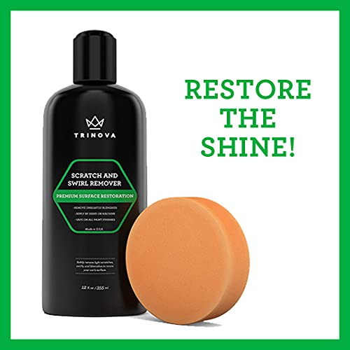TriNova Scratch Swirl Remover - Best Abrasive Compound car Paint Restoration. Kit Includes Buffer pad Removal Polish in a Complete System. Ultimate Solution Clear Coat Care. 12oz