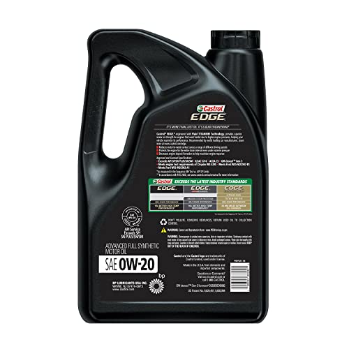 Castrol 03124 EDGE 0W-20 Advanced Full Synthetic Motor Oil, 5 Quart