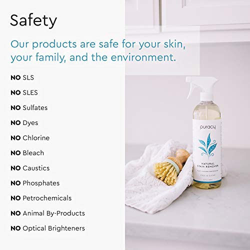 Puracy Natural Laundry Stain Remover, Enzyme-Based Spot Cleaner, Free & Clear, 25 Ounce