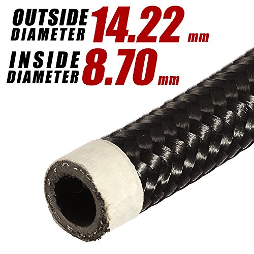 Vincos 20Ft 6 an 6an AN6 Nylon and Stainless Steel Braided Oil Gas Fuel Hose Fuel Line + 10pcs 6an Hose Fitting Kit