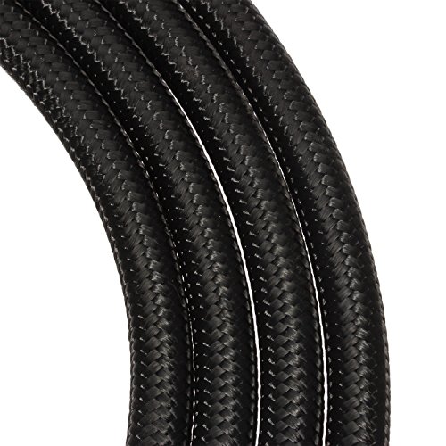 Vincos 20Ft 6 an 6an AN6 Nylon and Stainless Steel Braided Oil Gas Fuel Hose Fuel Line + 10pcs 6an Hose Fitting Kit