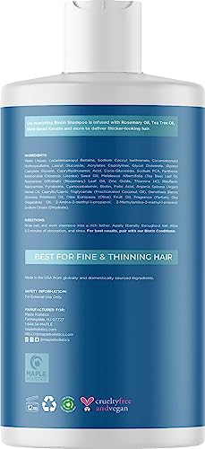 Biotin Shampoo for Hair Growth and Volume - Hair Loss for Men and Women - Natural DHT Blocker - Thickening Shampoo for Fine Hair - Pure Anti Dandruff Oils - Sulfate Free for Color Treated Hair - 16 oz