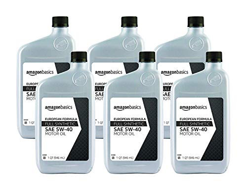 Amazon Basics Full Synthetic Motor Oil, 5W-40, Euro Formula, 1 Quart, 6 Pack