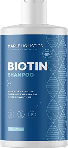 Biotin Shampoo for Hair Growth and Volume - Hair Loss for Men and Women - Natural DHT Blocker - Thickening Shampoo for Fine Hair - Pure Anti Dandruff Oils - Sulfate Free for Color Treated Hair - 16 oz