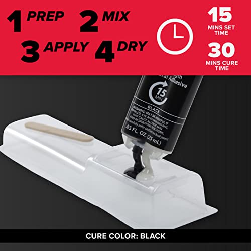 J-B Weld 50139 Plastic Bonder Body Panel Adhesive and Gap Filler Syringe - Dries Black - 25 ml