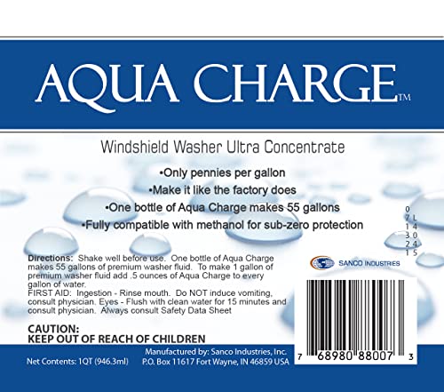 Aqua Charge Windshield Washer Ultra Concentrate, 1 quart makes 55 gallons finished product
