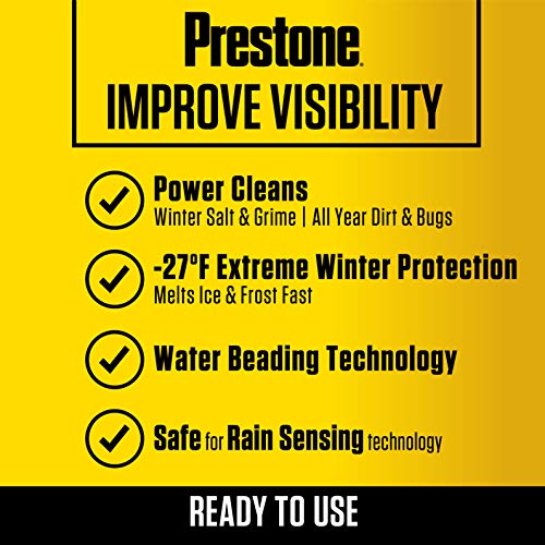 Prestone AS658 All Season 2-in-1 Windshield Washer Fluid, Year Round, De-Icer + Bugwash, 1 Gallon