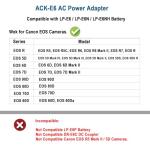 Adaptateur Secteur pour Appareils Photo Canon EOS