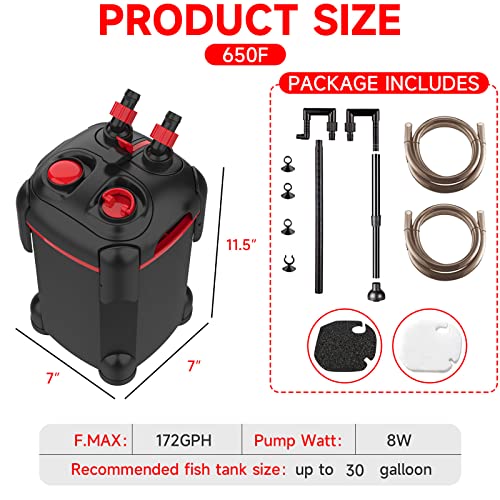 Bykaeler 225GPH Canister Filter for Aquariums