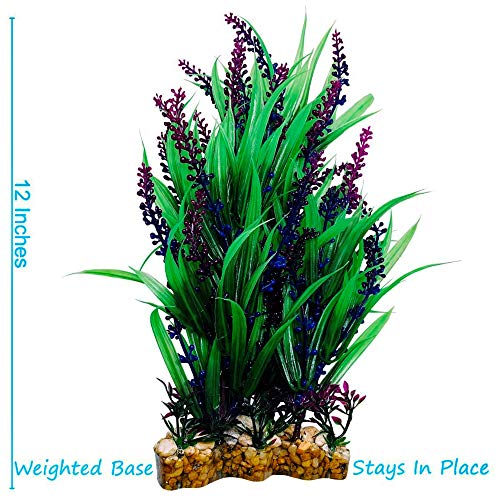 Large Artificial Aquarium Plants for Fish Tanks 4 Pack