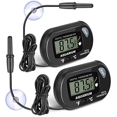 Aquarium Thermometer 2-Pack, Fahrenheit/Celsius with Cord
