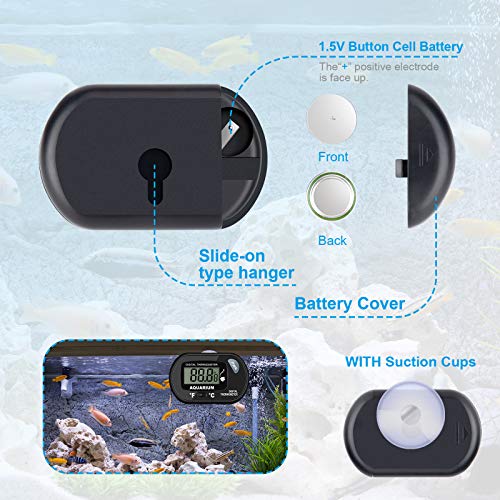 Aquarium Thermometer 2-Pack, Fahrenheit/Celsius with Cord