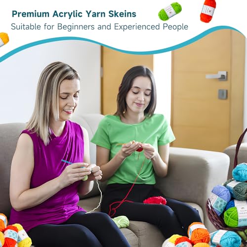 52 Acrylic Yarn Skeins Set with Crochet Kit