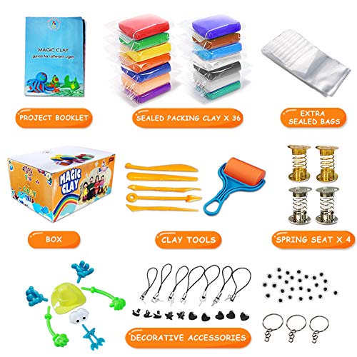 36-Color Air Dry Modeling Clay Kit for Kids
