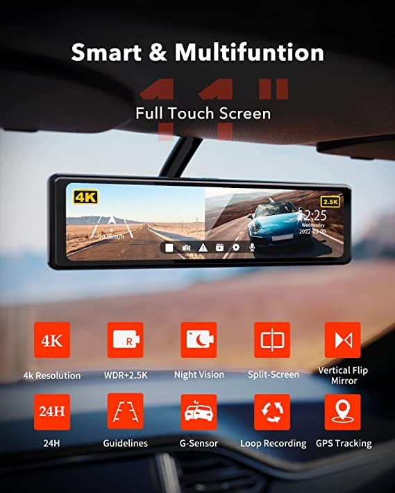 REDTIGER 11" UHD Touch Screen Mirror Dash Cam