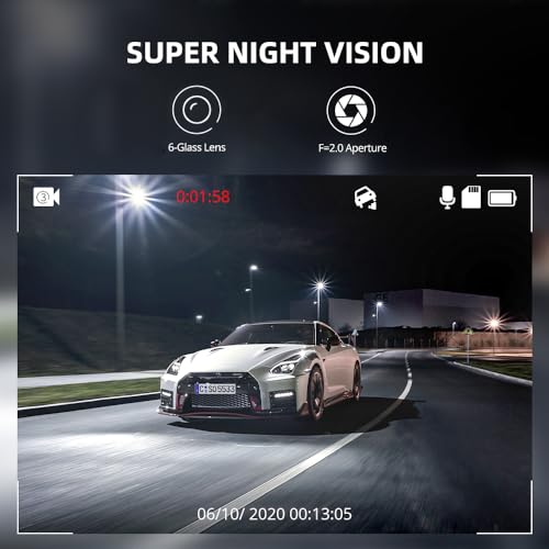 AZDOME Dual Dash Cam with Night Vision and 64GB Card