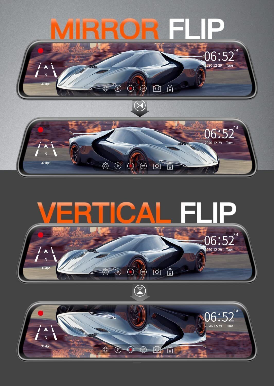 WOLFBOX G840S 12" Dual Camera Dash Cam