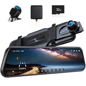 Pelsee P10 2.5K Mirror Dash Cam with GPS