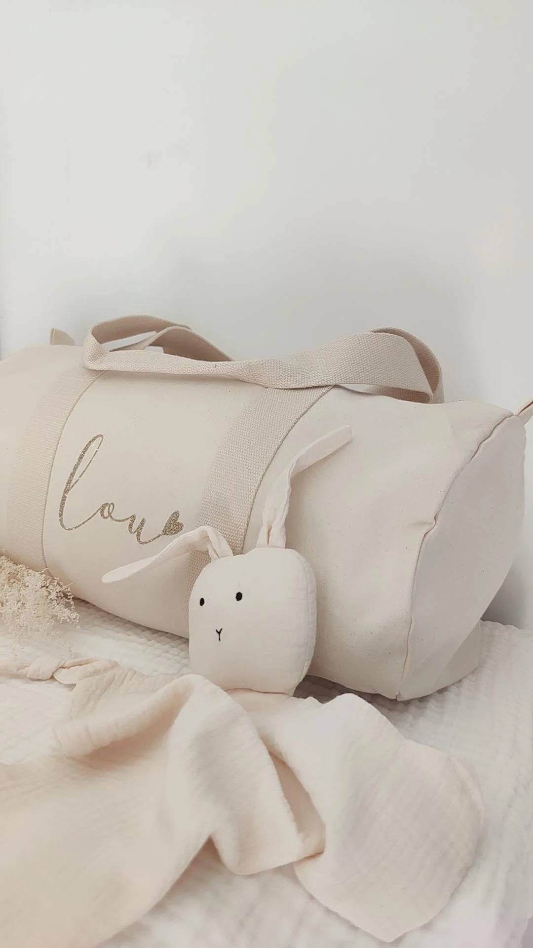 Personalized ecru duffel bag