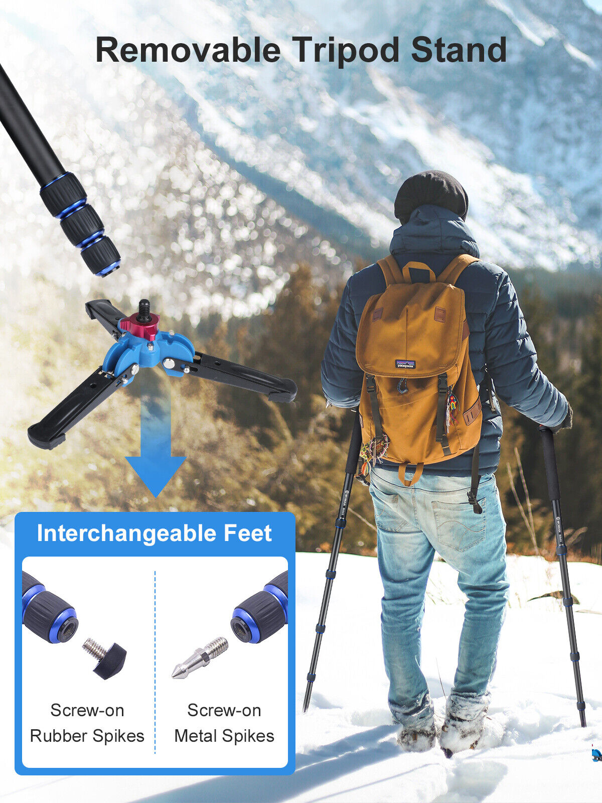 MOMAN MA65 Portable Aluminum Camera Monopod