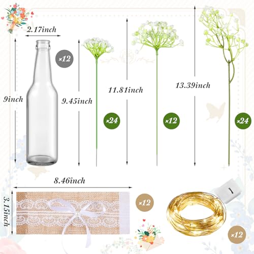 12 Sets LED Baby's Breath Wedding Centerpieces