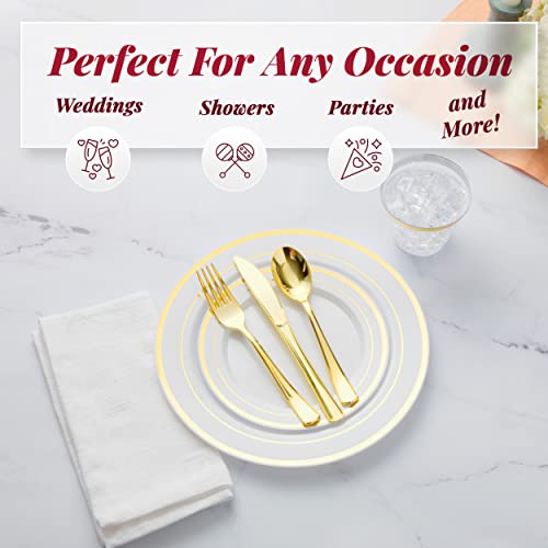 Gold Reusable Dinnerware Set for 100 Guests - 600pc