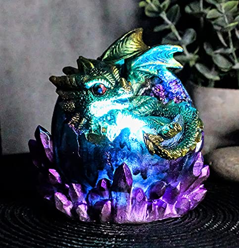 Ebros Green Earth Dragon Nestling LED Figurine