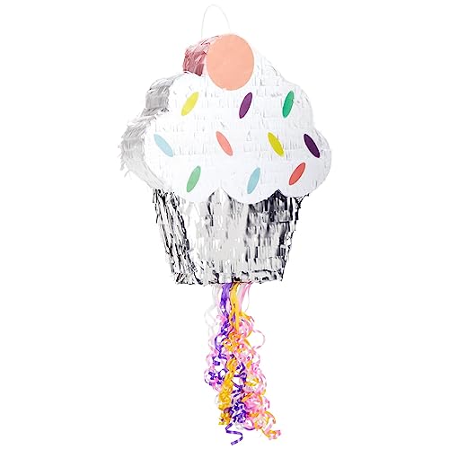 Blue Panda Cupcake Pull String Piñata for Parties