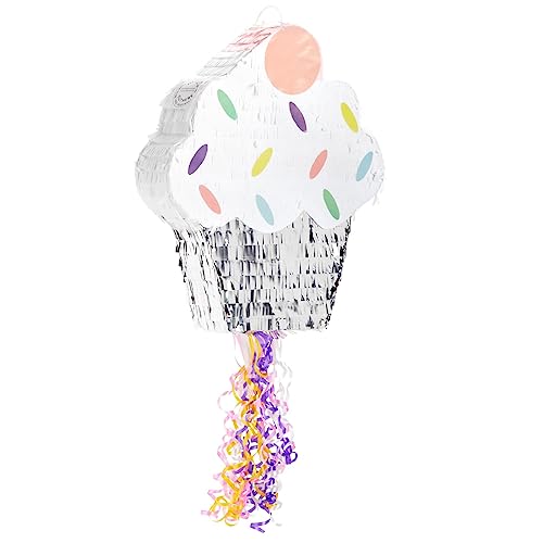 Blue Panda Cupcake Pull String Piñata for Parties