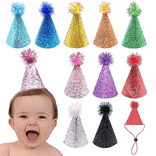 Colorful Pom Pom Cone Party Hats Set