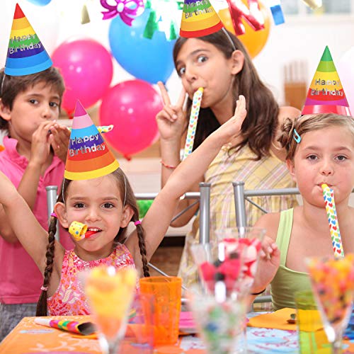 30-Piece Rainbow Birthday Party Hats for Kids and Adults