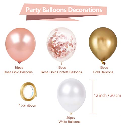 60 Pack Rose Gold Confetti Latex Balloons
