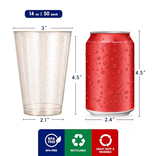Gold Glitter Plastic Cups Ideal for Parties/Celebrations